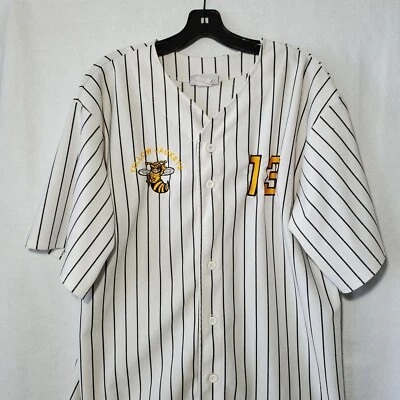 Teamwork Yellow Jackets #13 Baseball Jersey Button up XL White black Striped  - Image 1 of 4