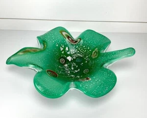 Vtg Green Millefiori Art Glass Candy Dish Bowl Ashtray Mid Century Modern Murano - Picture 1 of 6