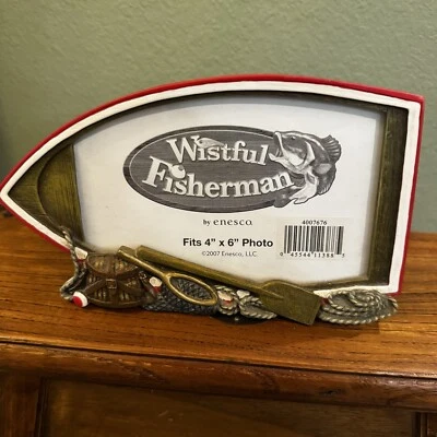 "Marco de fotos vintage Enesco Wistful Fisherman 4 X 6"""  Foto 1 de 4