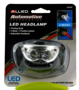 Allied LED Pivoting Head Headlamp Black 2 Mode With Batteries Model 45494 Sealed - Picture 1 of 10