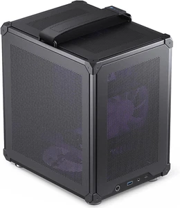 C6 Handle Black Mini MATX Mesh Case,Simple Compact Desktop Micro ATX Chassis,Upp - Foto 1 di 12