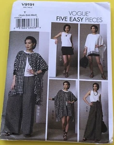Vogue Patterns V9191 Misses Ponchos Batwing Top Short Pant XSM- Sml- Med Uncut - Picture 1 of 3