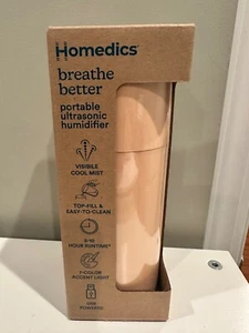 HoMedics Breathe Better Portable Ultrasonic Humidifier (Pink) BNIB SEALED - Picture 1 of 4
