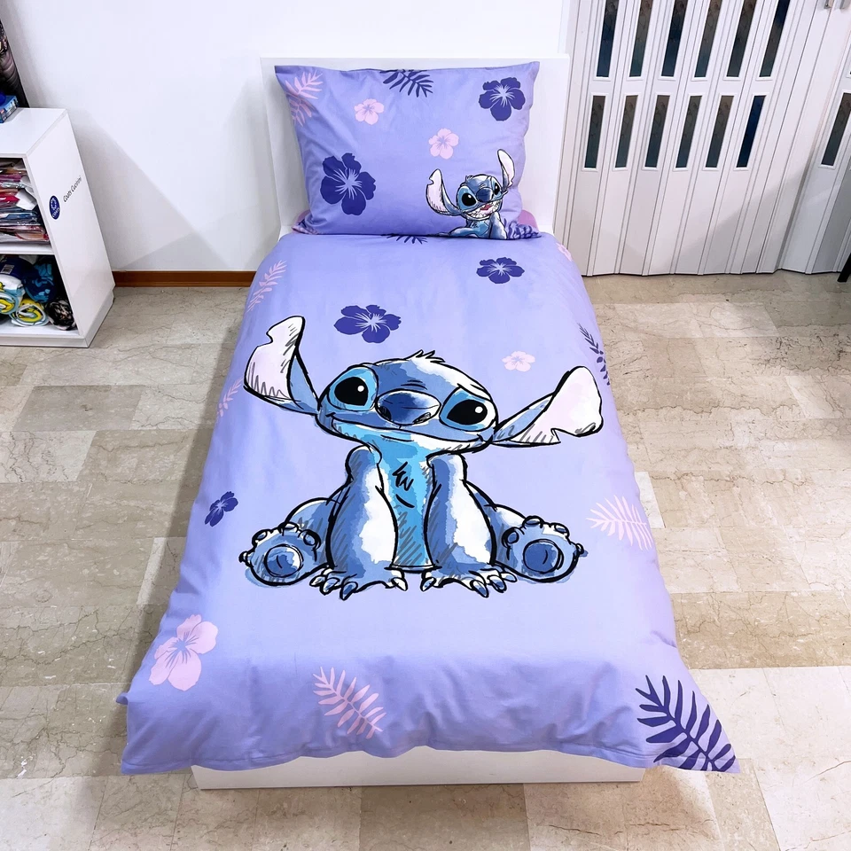 Disney Stitch Set Letto Singolo Copripiumino Federa 100% cotone Lilo e Stitch - Immagine 1 di 2