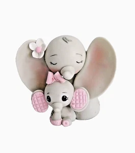 Handmade pink elephant cake topper, Girl Baby Shower, Made To Order, non-edible - Picture 1 of 5