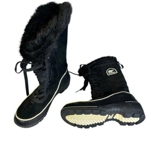 Sorel Tivoli III Waterproof Snow Boots Size 7 Black Faux Fur Winter - Picture 1 of 8
