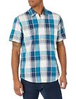 Amazon Essentials Men's Regular-Fit Short-Sleeve Poplin Shirt, Teal Blue Large