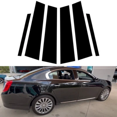 Adesivo para porta postes de janela preto brilhante para Lincoln MKS 2009-2016 - Imagem 1 de 4