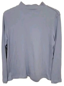 Women's Petite Large Mock Neck Shirt Vicki Wayne Lightweight Stretch Grey Blue - Picture 1 of 8
