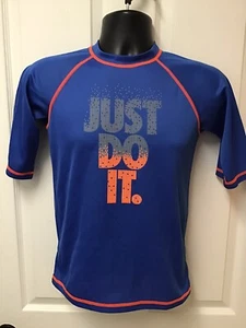 Nike Youth Boys Girls Just Do It Shirt Royal Blue Orange Size Large 438 - Picture 1 of 7