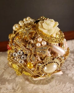 Único adorno navideño con joyas mariposa floral Navidad hecho a mano vintage - Imagen 1 de 9