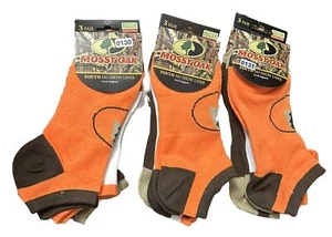 Mossy Oak Camp Socks Child Large 9 Pair Orange Brown Tan Logo Camo - Picture 1 of 7