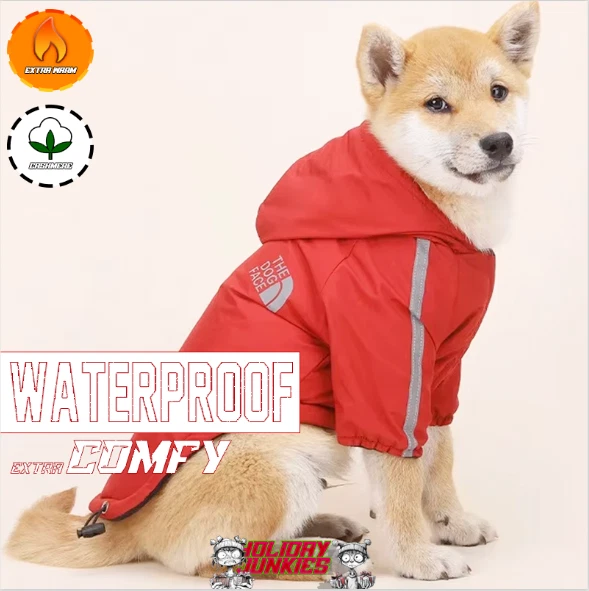 Holiday Fall/Winter Pet Dog Waterproof Coat Warm Rain And Snow Red Jacket Gift - Image 1 of 4