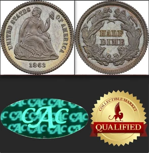 1863 NGC PR64 CAC + CMQ 18,000 Minted + 460 Proof CIVIL WAR Key Seated Half Dime - Picture 1 of 6