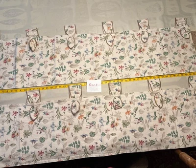 Juego de 2 cenefas Longaberger 52" x 13" lazos de pestañas campos botánicos flores/hojas Foto 1 de 4