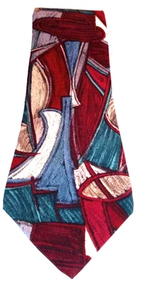 Corbata Pierre Cardin Para Hombre Talla Única Rojo Verde azulado Abstracto Geométrico Toda Seda Prendas para el Cuello Foto 1 de 4