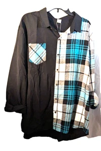 Lovely Rarity women's XXXL women's plaid multicolor flannel blouse NWT - Picture 1 of 5