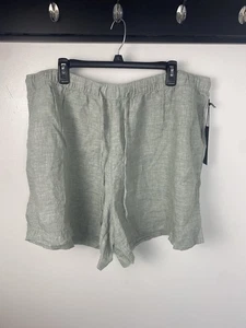 Taharri 3X Linen Shorts Green Coastal Bohemian Lightweight - Picture 1 of 5
