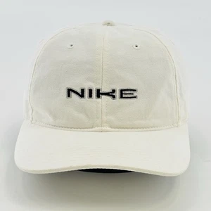 Vintage Nike Hat Cap White Script One Size Rare Font Spell Out Adjustable Y2K - Picture 1 of 7