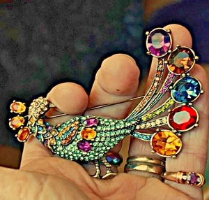 Spilla vintage Heidi Daus cristallo Swarovski spilla "Bella come un pavone" ritirata - Foto 1 di 5