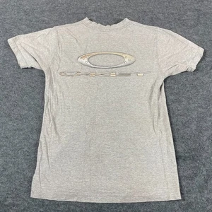 VTG Oakley T Shirt Mens Small Gray Double Sided Faded Distressed Retro Stains - Picture 1 of 13