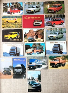 Set of 17 RARE plastic pocket calendars Auto Cars Trucks USSR SOVIET 1974-1986 - Picture 1 of 12