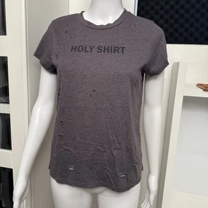 Distressed Shirt Damen Größe Small Goth Punk Grunge Rock Wet Seal Holy Holy Holes Top - Bild 1 von 11