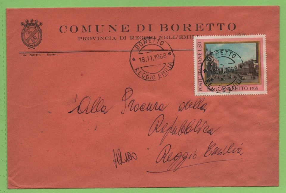 BUSTA STORIA POSTALE LOCALE COMUNE DI BORETTO N°56 PROV. REGGIO NELL' EMILIA - Immagine 1 di 1