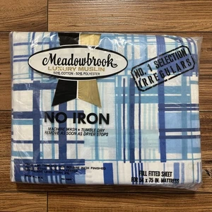 Muselina de lujo vintage Meadowbrook totalmente ajustada diseño azul a rayas hecha en EE. UU. - Imagen 1 de 7