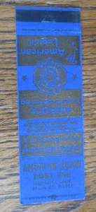 AMERICAN LEGION POST #556 MATCHBOOK COVER: HERLONG, CALIFORNIA MATCHCOVER -A9 - Picture 1 of 2