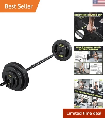 Conjunto compacto de peso de barra 45 lb: pesos livres ajustáveis para todos os grupos musculares - Imagem 1 de 4