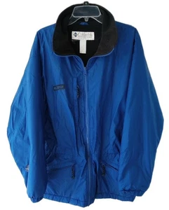 Columbia Mens Large Vintage 90s Ski Coat Jacket Solid Blue DAMAGED - Picture 1 of 8