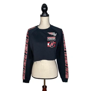 GiGi Hadid x Tommy Hilfiger Black Graphic Cut Off Cropped Sweatshirt Size: XS - Picture 1 of 4