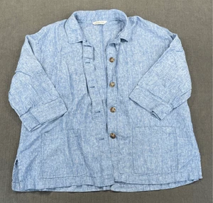 Coldwater Creek Linen Button Down Shirt Women 2X Blue Coastal Grandma Casual - Picture 1 of 8