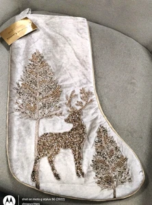 Christian LaCroix SAMT PERLEN STRUMPF HIRSCH HIRSCH BAUM gold Weihnachten NEU 22" - Bild 1 von 24