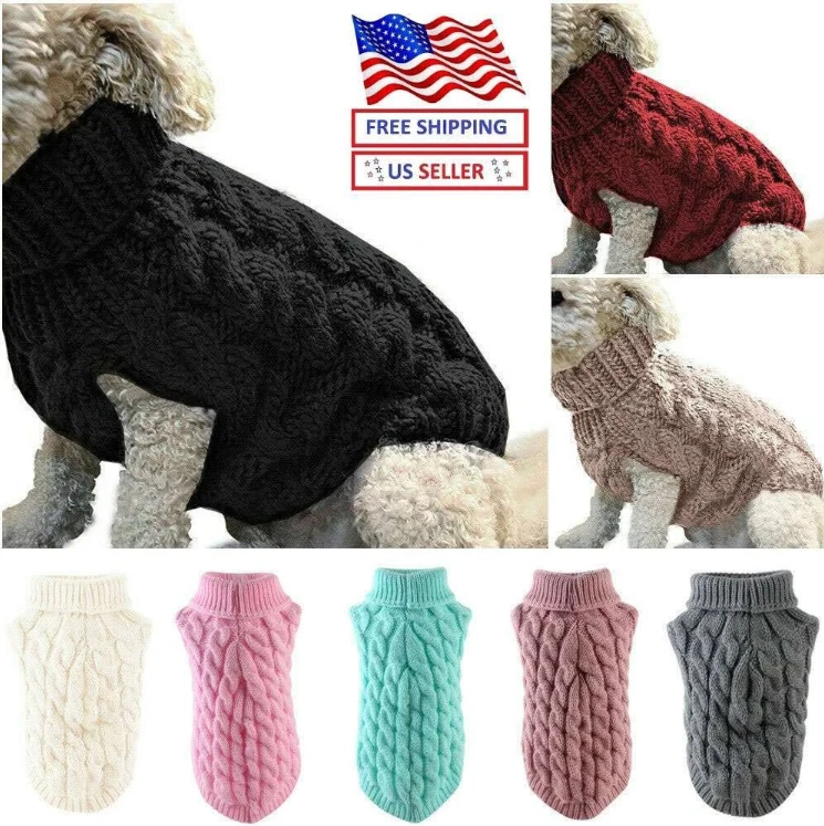 Pet Dog Jumper Knit Sweater Clothes Puppy Cat Knitwear Costume Coat Apparel Warm - Image 1 of 4