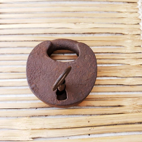 Collectible Antique Original Old Iron Padlock with Key in Working Condition Cover