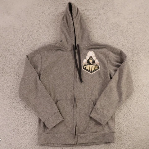 Purdue Boilermakers Hoodie Mens Medium Gray Champion Logo Sweatshirt Sweater Cover