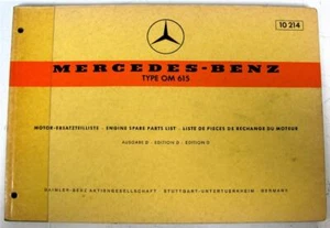 Lista de piezas ilustradas de motor de coche MERCEDES-BENZ tipo OM 615 1973 #10214 edición D - Imagen 1 de 9