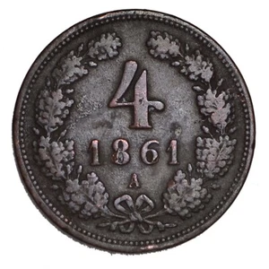AUSTRIA Franz Joseph I 4 Kreuzer 1861 A - Picture 1 of 2