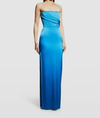$2400 Alex Perry Mujer Azul Satinado Drapeado Sin Tirantes Corsé Vestido Carlson Talla 10 Foto 1 de 4