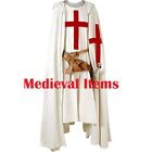 Medieval Renaissance Templar Knight Costume Sleeveless Tunic & Cloak Reenactment