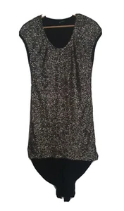 LADAKH Designer Label Womens Long Black Gold Sequin Cocktail Dress, Size 8 - Picture 1 of 7
