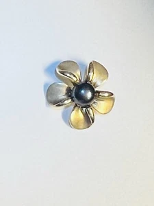 Na Hoku 14K Solid Gold Hawaiian Plumeria Tahitian Pearl Pendant - Picture 1 of 11
