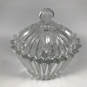 MIKASA "DIAMOND FIRE" geschliffener KRISTALL OVALE DECKELDOSE Schmuckstück / Süßigkeiten - RIPPENSCHLIFF  - Bild 1 von 6