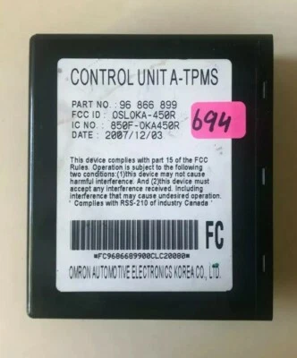 Chevrolet Aveo 2008-2011 indicador de baja presión de neumáticos ECM TPMS OEM, 96 866 899 Foto 1 de 4