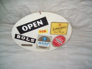Altes Vintage Original Werbeschild Schnapsladen geöffnet - geschlossen - Bild 1 von 2