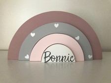 Stacker arcobaleno personalizzato in legno bambina ragazzo asilo nido decorazione camera da letto scaffale