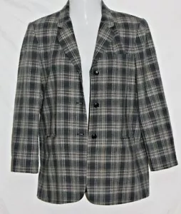 All Week Long Vintage Jacket Cotton Plaid Blazer Shoulder Pads lined 80's - Picture 1 of 6