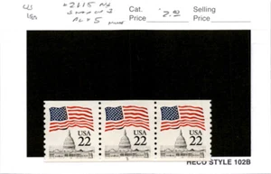 United States Postage Stamp, #2115 Strip Mint NH, 1985 Flag PL#5 (AJ) - Picture 1 of 1
